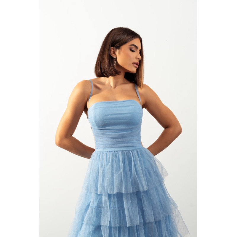 VESTIDO DE FESTA LONGO TENDÊNCIA CASAMENTO MADRINHA CLÁSSICO TULE