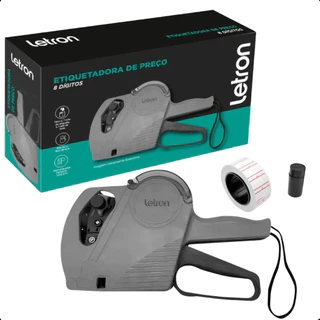 ETIQUETADORA DE PREÇO 8 DÍGITOS LETRON | +1 Refil Tinta +1 Rolo 22 x 12 mm | Sistema 1 Toque