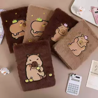 Caderno de Pelucia Estampa Capivaras 80 Folhas A5 - Papelaria Criativa