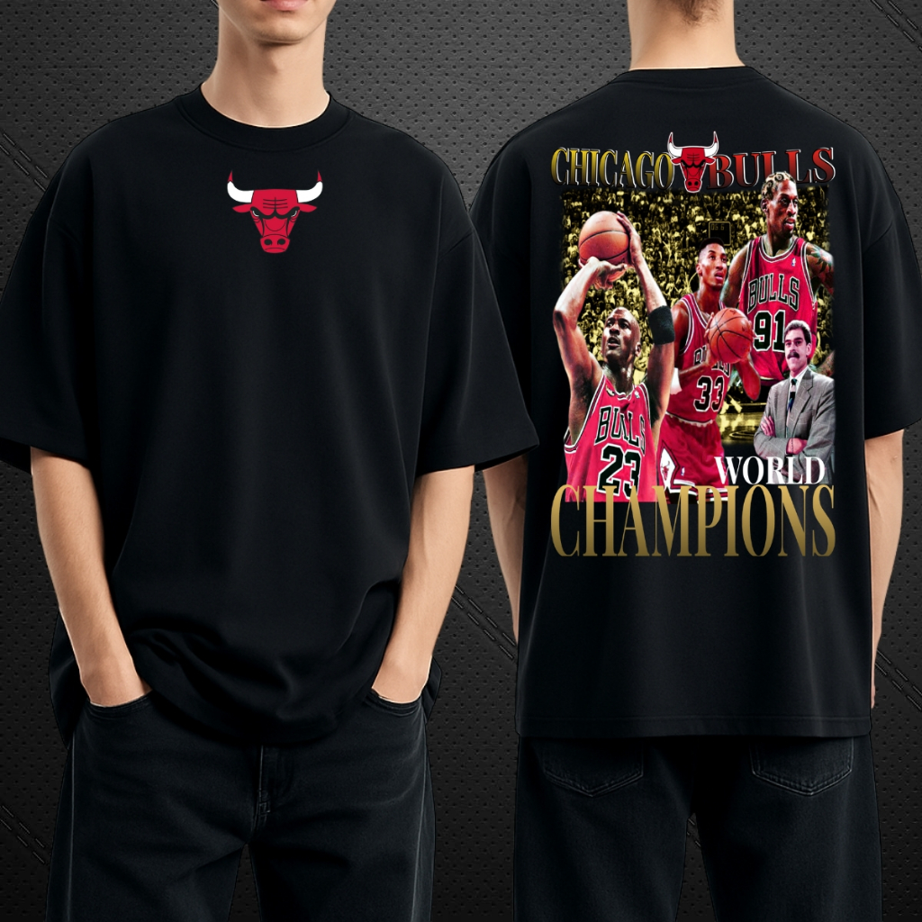 Camiseta Oversized NBA Chicago Bulls Champions Algodão Blusa