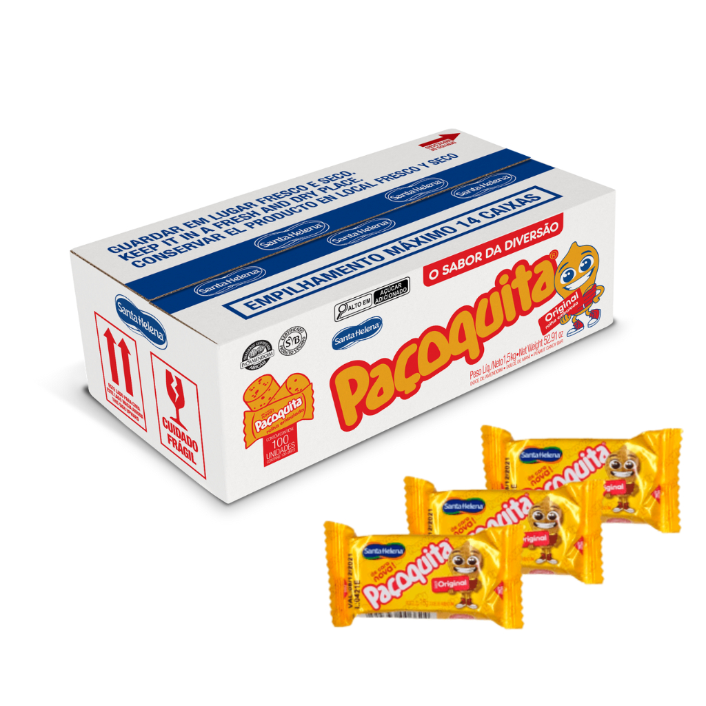 Paçoca Rolha Pacoquita C/100 Unidades 1,5kg - Santa Helena | Shopee Brasil