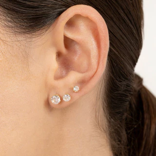 Trio De Brincos De Zircônias Ponto De Luz Ouro 18k Ou Prata 925 em Oferta na Shopee