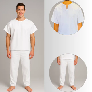 Roupa De Ração Umbanda e Candomblé Premium Conjunto Unissex Oxford 2 Peças