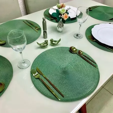 Kit 4 ou 6 Jogos Americanos Redondos para Mesa ，Sousplat 38cm ， Tapete De Mesa（Elegante Impermeável）