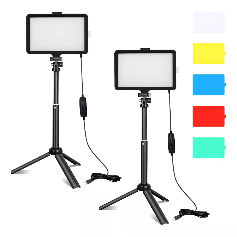 Kit Duplo De Luz Led Usb C/ Filtro Colorido P/ Gravar Vídeos Fotos Streamers Youtubers