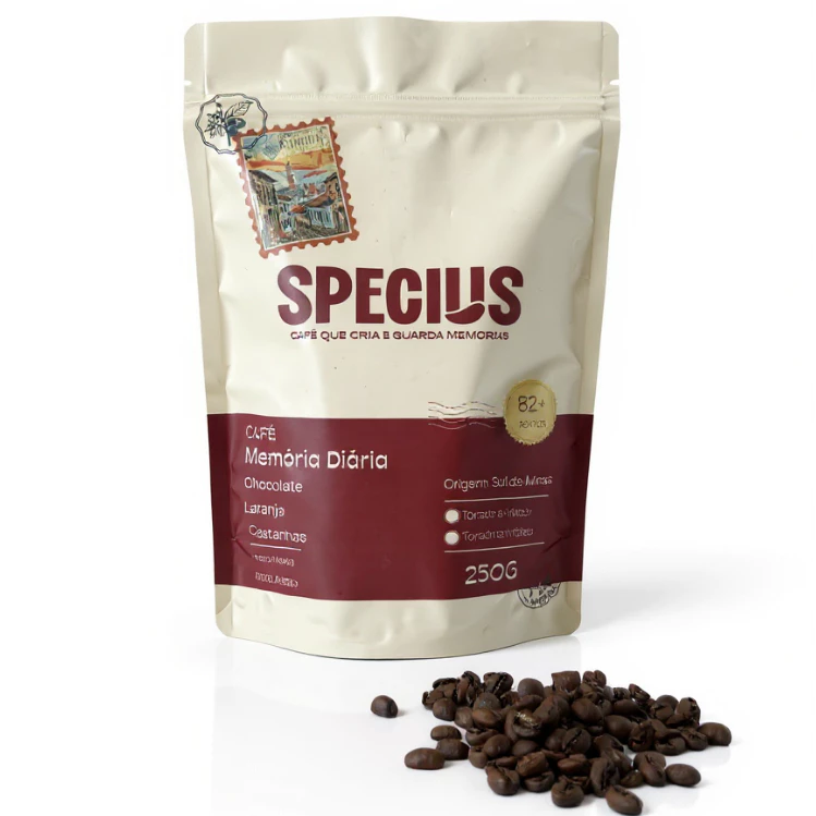 Specius Café Especial Torrado em Grãos, 100% Arabica, Torra Média, 250g