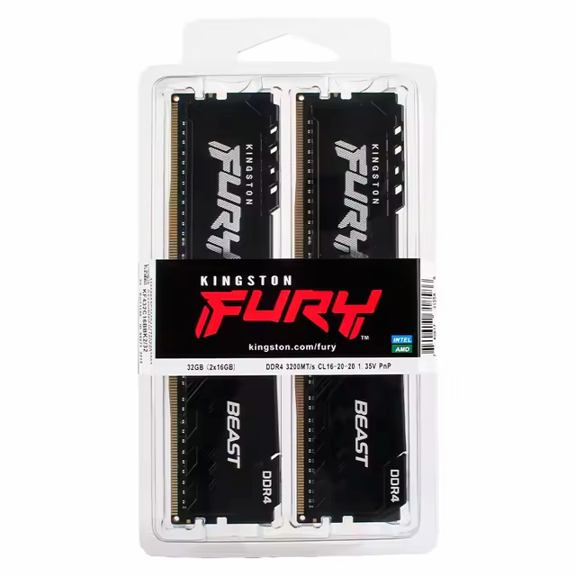 Memória RAM Kingston Fury Beast 16GB (2x8GB) DDR4 3200MHz CL16 Original Lacrada