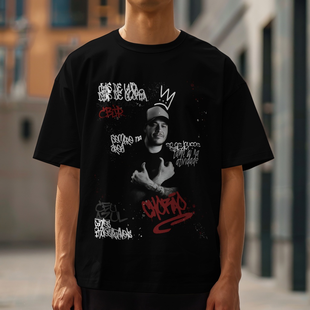 Camiseta Charlie Brown Jr. Halftone Básica Preta Algodão 30.1 - Unisex