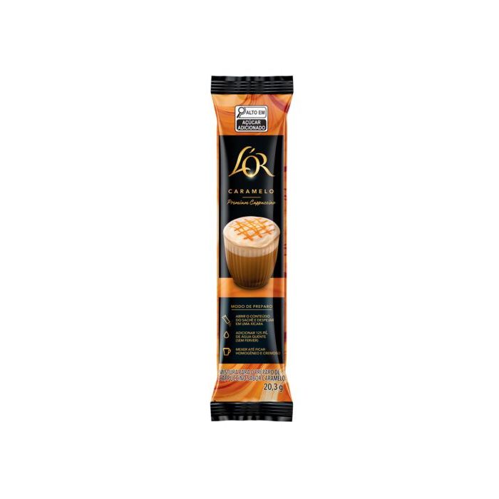Cappuccino LOR Caramelo Sachê 8un Solúvel - Total 162,4g | Shopee