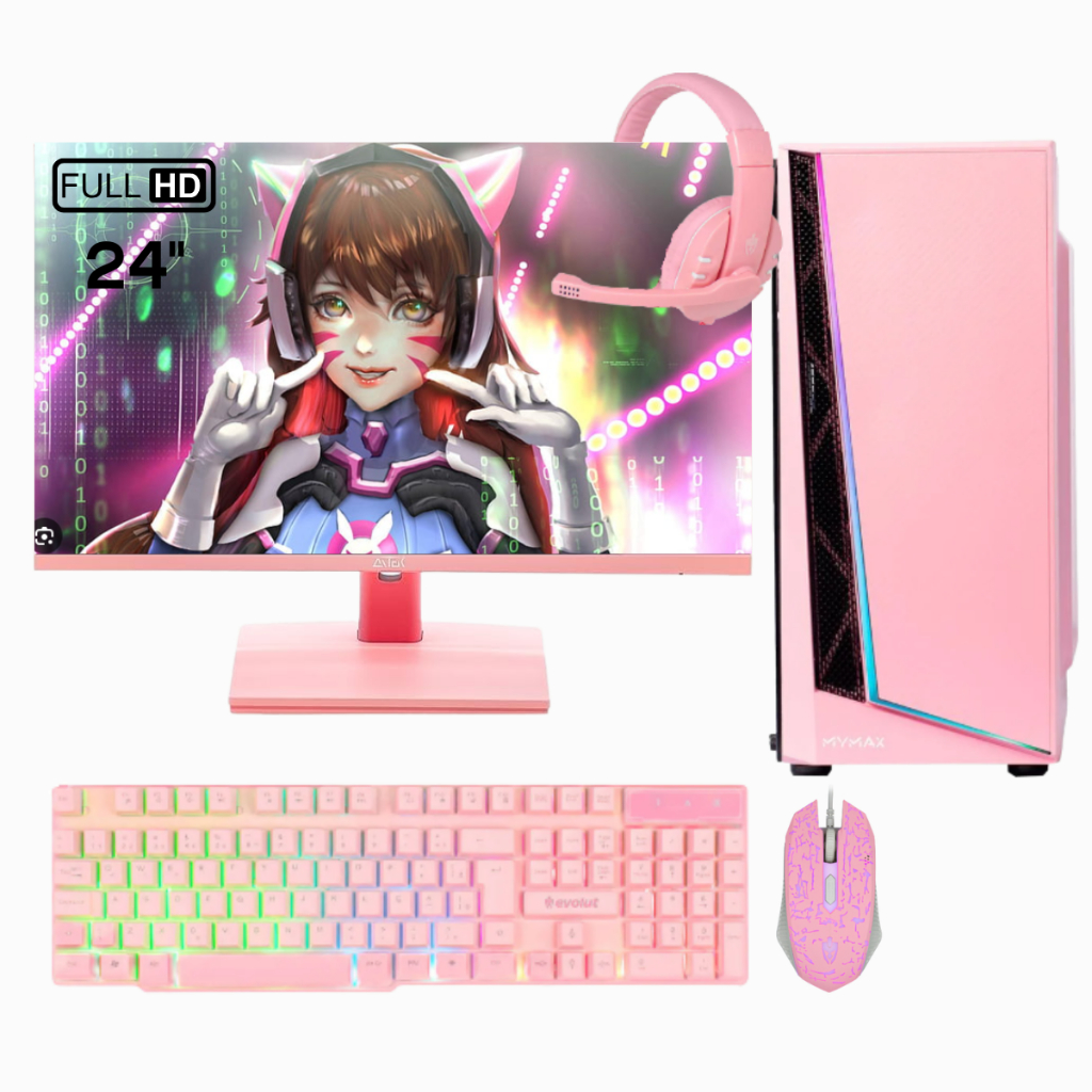 Pc Gamer Completo i7 3°, 32Gb + SSD 480Gb, GTX1650 + Monitor Rosa 23,8 ...