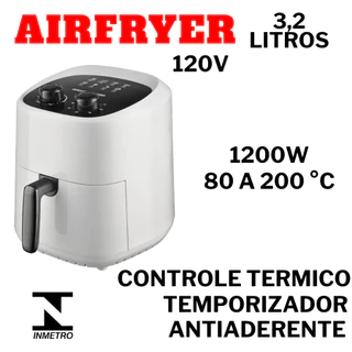 Airfryer Fritadeira Elétrica 3,2L Potência 1200W Antiaderente Cozimento 80 A 200 Graus em Oferta na Shopee