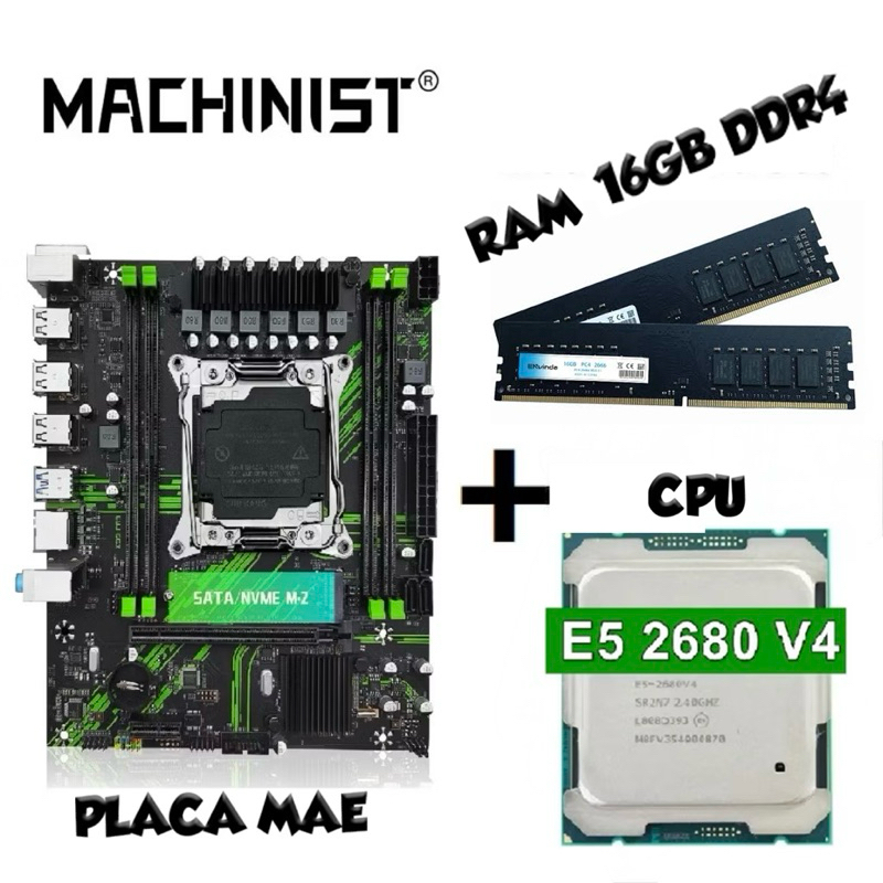 Kit Xeon Placa Mãe X99 + Xeon E5-2680 V4 + 16gb Ddr4 3200mhz