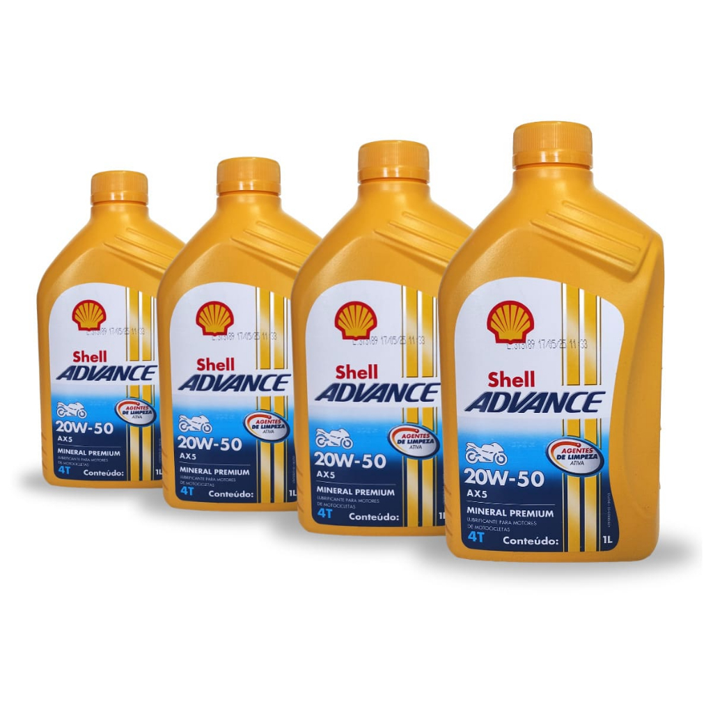 Kit 4 Litros Óleo Moto Shell Advance AX5 20W50 - CG 125, CG 150, Fazer ...