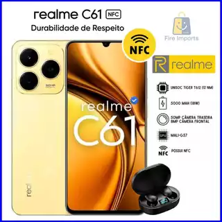 Realme C61 256/8GB 128/4GB C/NFC RESISTENTE A QUEDA E A ÁQUA - CORTESIA (FONE+PELICULA+CAPINHA)