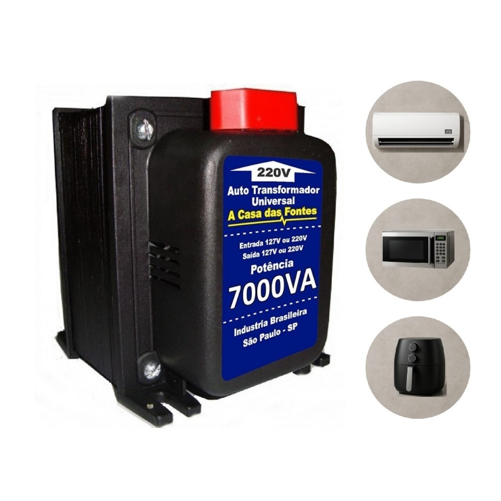 Transformador Bivolt 7000va ar condicionado 12.000btusTomada 110v 220v ...