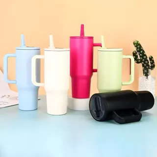 Térmico Copo Inox 1,2L com Canudo, Tampa Transparente e Alça Reforçada – 40oz Premium