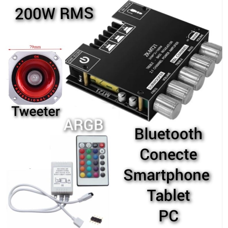 Amplificador 200W RMS para caixas de som passiva, PC, Desktop | Shopee ...