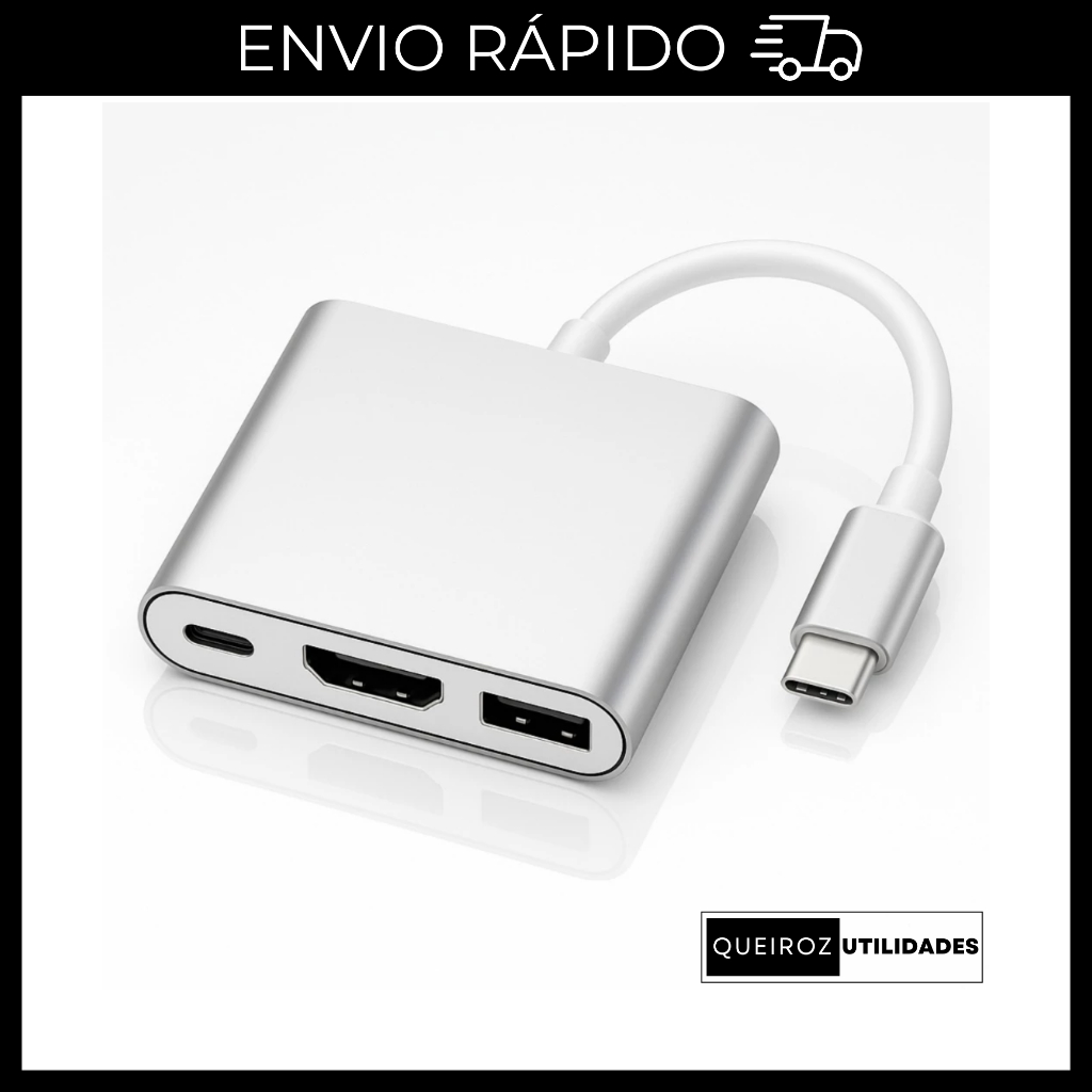 Adaptador Conversor Usb 3.0 Tipo C Para HDMI 4K 3 Em 1 | Shopee Brasil