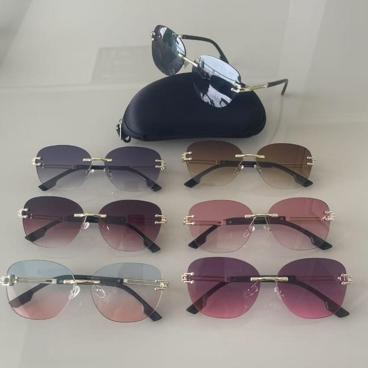 Óculos de Sol Feminino Sem Armação Lente Degradê Proteção UV – Estilo ...