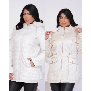 parka feminina dupla face nylon impermeável e sarja super tendência de alta qualidade com capuz removível