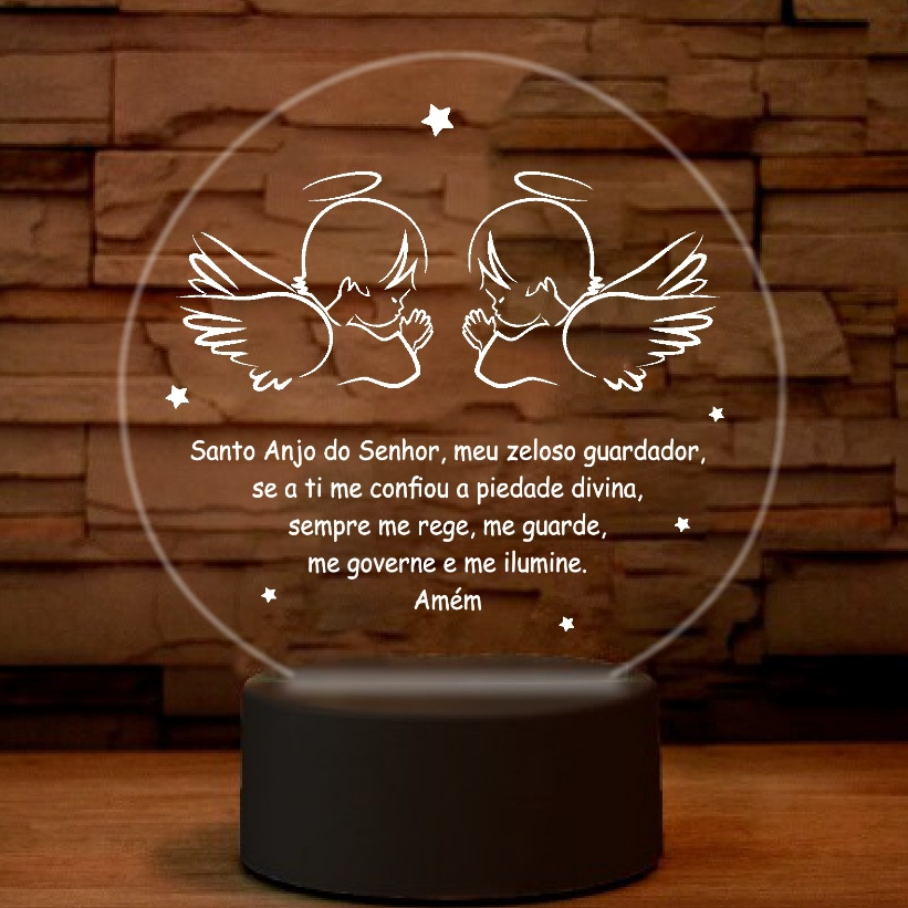 Luminária LED Irmãos, oração, anjo, batismo - Abajur Personalizado. Nome Personalizado! | Shopee Brasil