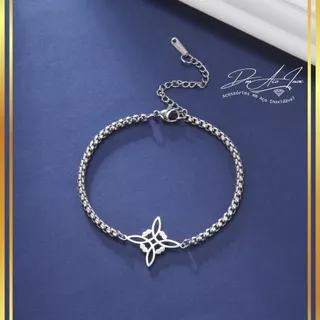 Pulseira Nó de Bruxa Celta Aço Inoxidável Wicca Dark Goth Artesanal