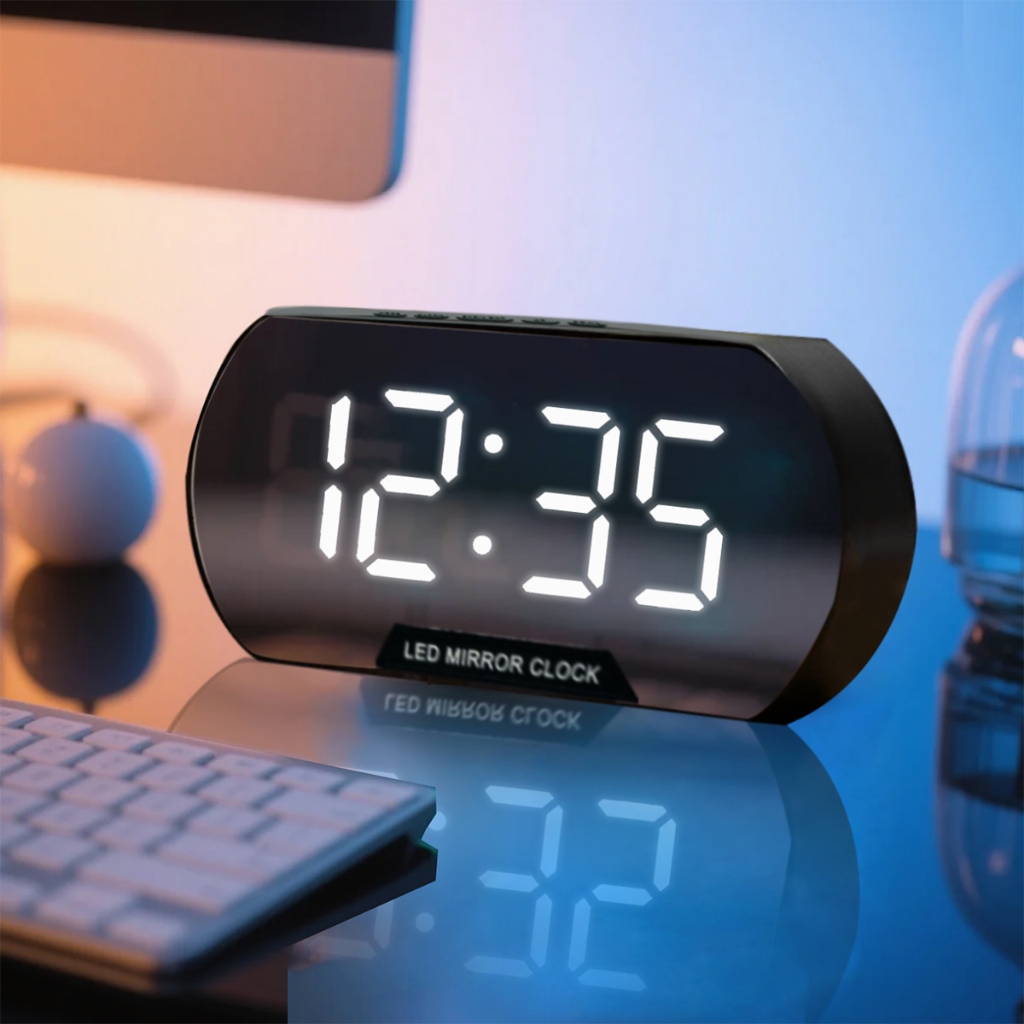 Relógio De LED Digital Mesa Despertador Alarme Temperatura ℃/F Modo Soneca 12/24horas Modo Soneca Ajuste De Brilho