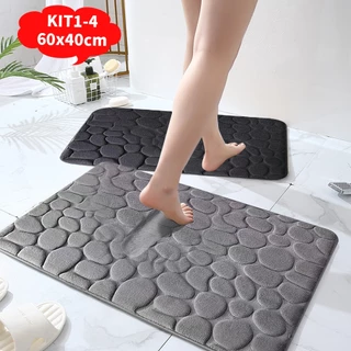 KIT1-KIT4 Tapete De Banho Antiderrapante Absorvente De Água Com Padrão De Pedra Para Banheiro 60x40cm