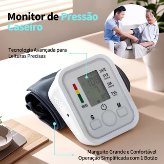 Medidor de Pressão Arterial Digital de Braço Automático Portátil para Uso Doméstico em Oferta na Shopee
