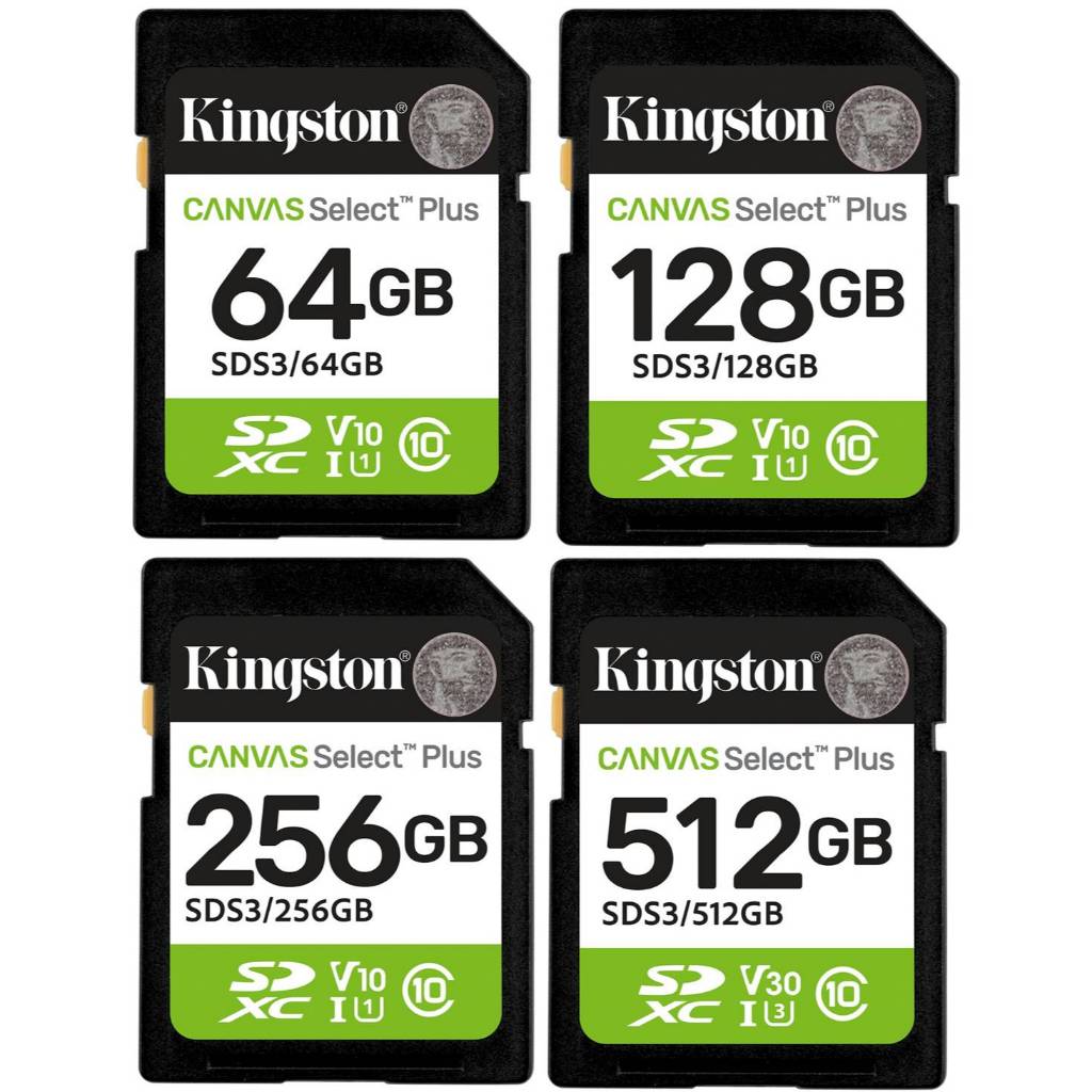 Kingston SD Canvas Select Plus 150MB/s Memory Card 256GB 512GB 1TB