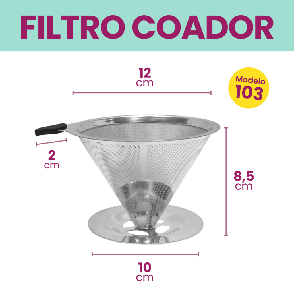 Filtro Coador De Café Inox 102 - Peneira Aço Reutilizável Sem Uso De ...