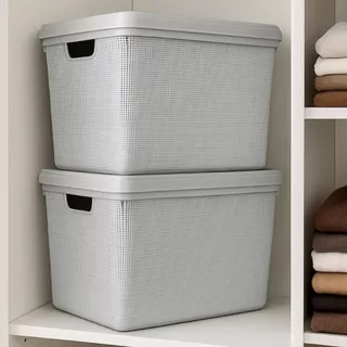 Kit 2 Caixa Organizadora com Tampa Grande Banheiro Cozinha 22 Litros em Oferta na Shopee