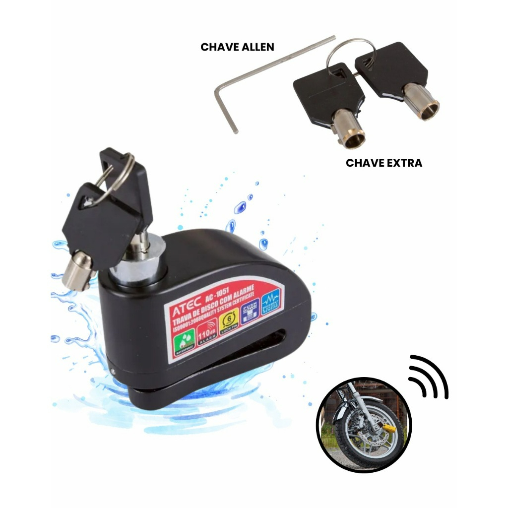 Trava Universal de Moto Com Alarme | Shopee Brasil