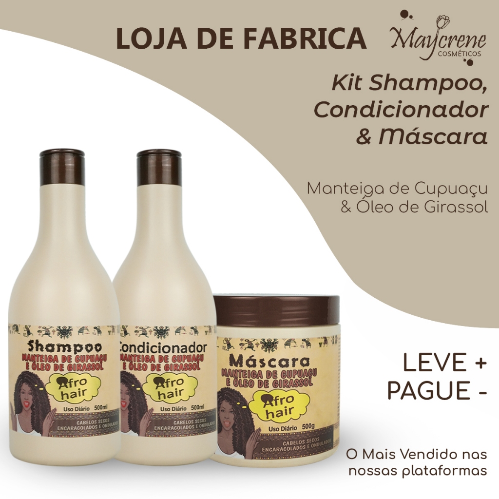 Kit Shampoo + Condicionador + Máscara Afro Hair – Manteiga de
