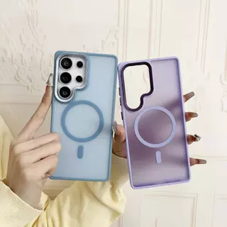 capa Sensação de pele + película de lente Luxo Sem Fio Carga Caso De Telefone S23 S24 S25 FE PLUS ULTA