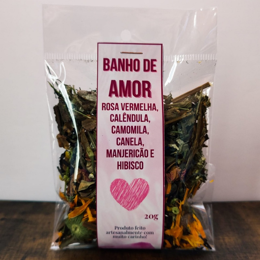 Banho de Amor – Rosa Vermelha, Calêndula, Camomila, Canela, Manjericão ...