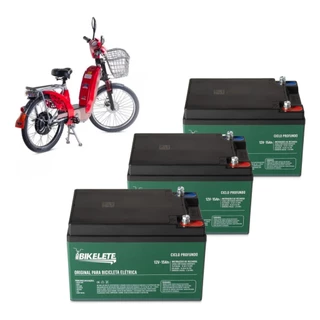 Kit 3 Bateria Bike Elétrica 12v 15ah  Ciclo Profundo Scooter em Oferta na Shopee