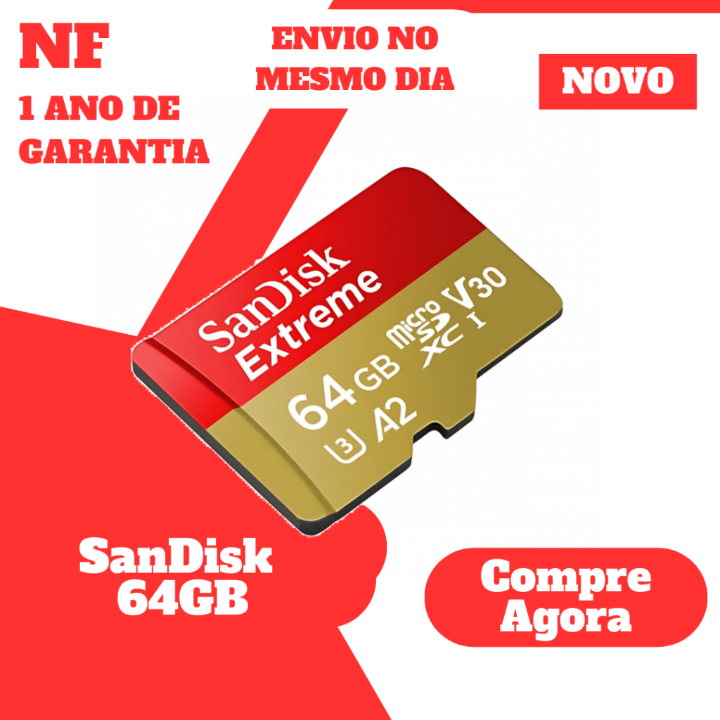 Cartão de Memória SanDisk Extreme com Adaptador SD 64GB / 128GB