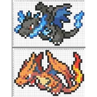 Kit dos Mega Charizard do Pokémon em Pixel Arte ( ímã / Totem )