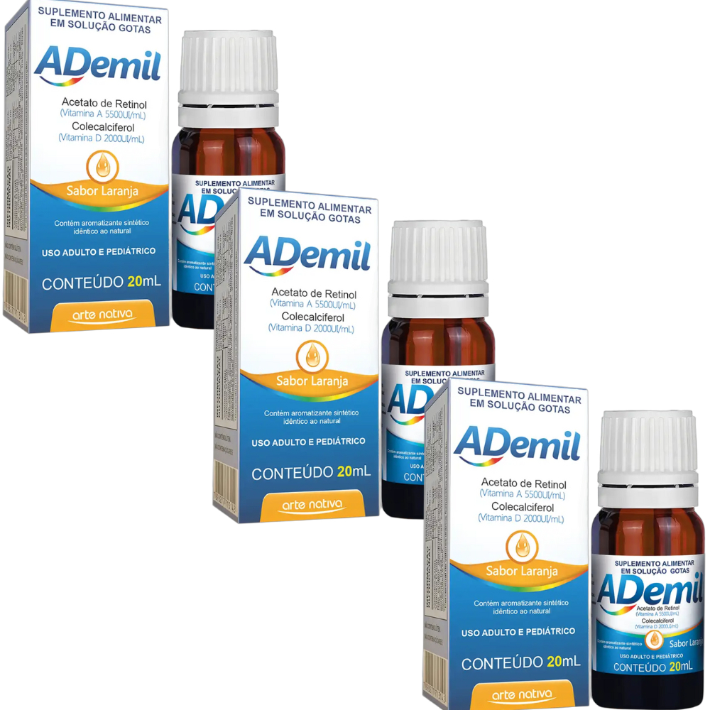 Vitamina Ademil Vitamina A E Vitamina D 20ml - 3 unidades Arte Nativa ...