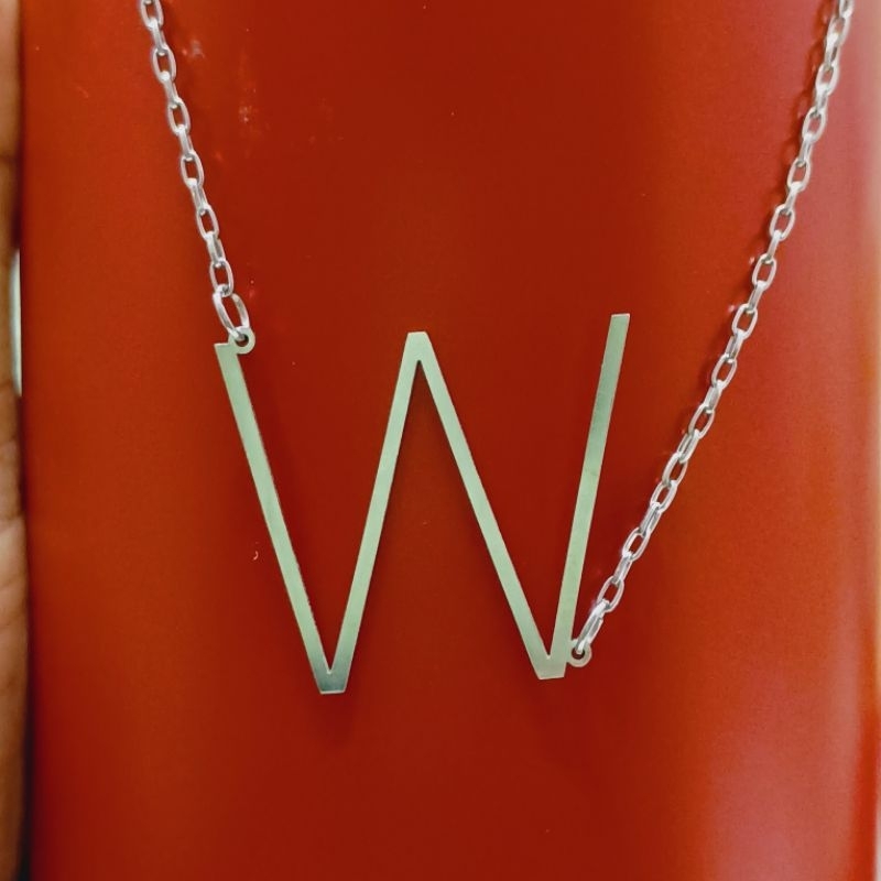 Colar W Letra Aço Inox Inoxidável Prateado Corrente | Shopee Brasil