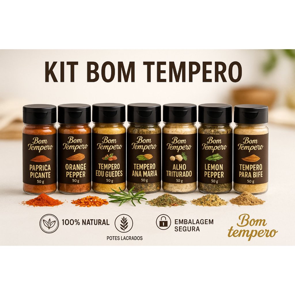 Kit Bom Tempero 8 Potes – Sabor Irresistível, 100% Natural, Essencial ...