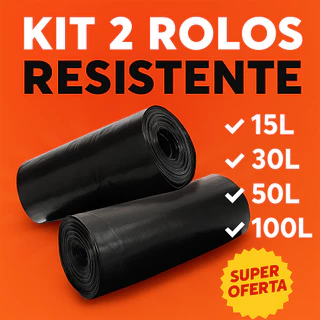 Kit 2 Rolos de Sacos de Lixo Preto Resistente – Variações de 15L a 100L