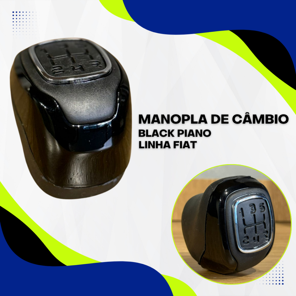 Bola manopla de câmbio Fiat Mobi Strada Palio Siena Uno Preto brilhante black piano 5 marchas