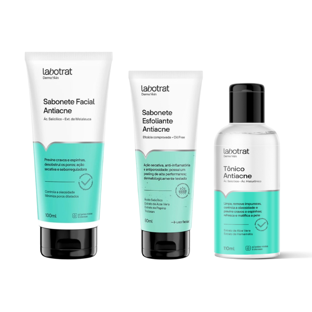 Labotrat Kit Rotina de Limpeza Facial Antiacne (Sabonete + Esfoliante ...