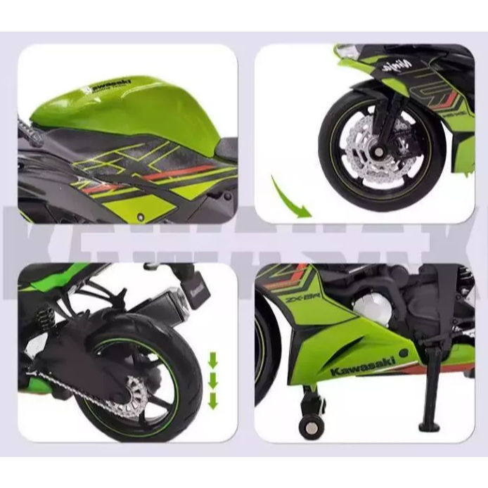 Miniatura Moto Kawasaki Ninja ZX-6R Verde Escala 1:12 zx6r Nova