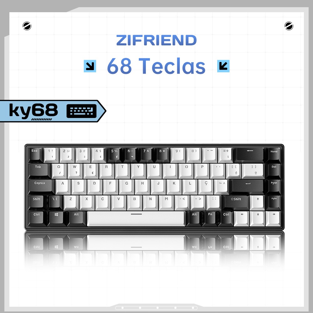 ZIFRIEND KY400 Gamer Teclado Mecânico Com Fio Hotswap ABNT2 NKRO