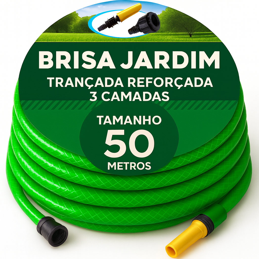 Mangueira de jardim Trançada Reforçada 50 Metros Flexivel e Siliconada