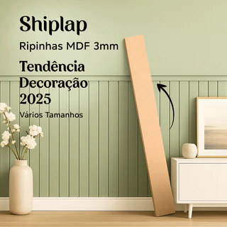 Ripas Decorativas MDF Cru 3mm Kit 15 Unidades Ripado Shiplap Retangular Tendência Painel Ripinhas