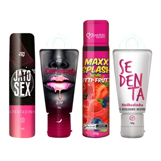 Kit 4 Produtos Sexshop Gel Lubrificante Íntimo Adstringente Vagina Apertadinha Comestível Sexo Oral em Oferta na Shopee